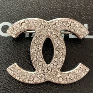 Chanel metal straws crystal brooch